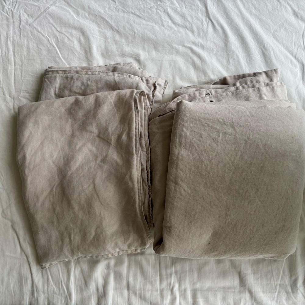 H&M Home Washed Linen Duvet Cover Set Light Gray Queen Size - Picture 4 of 5